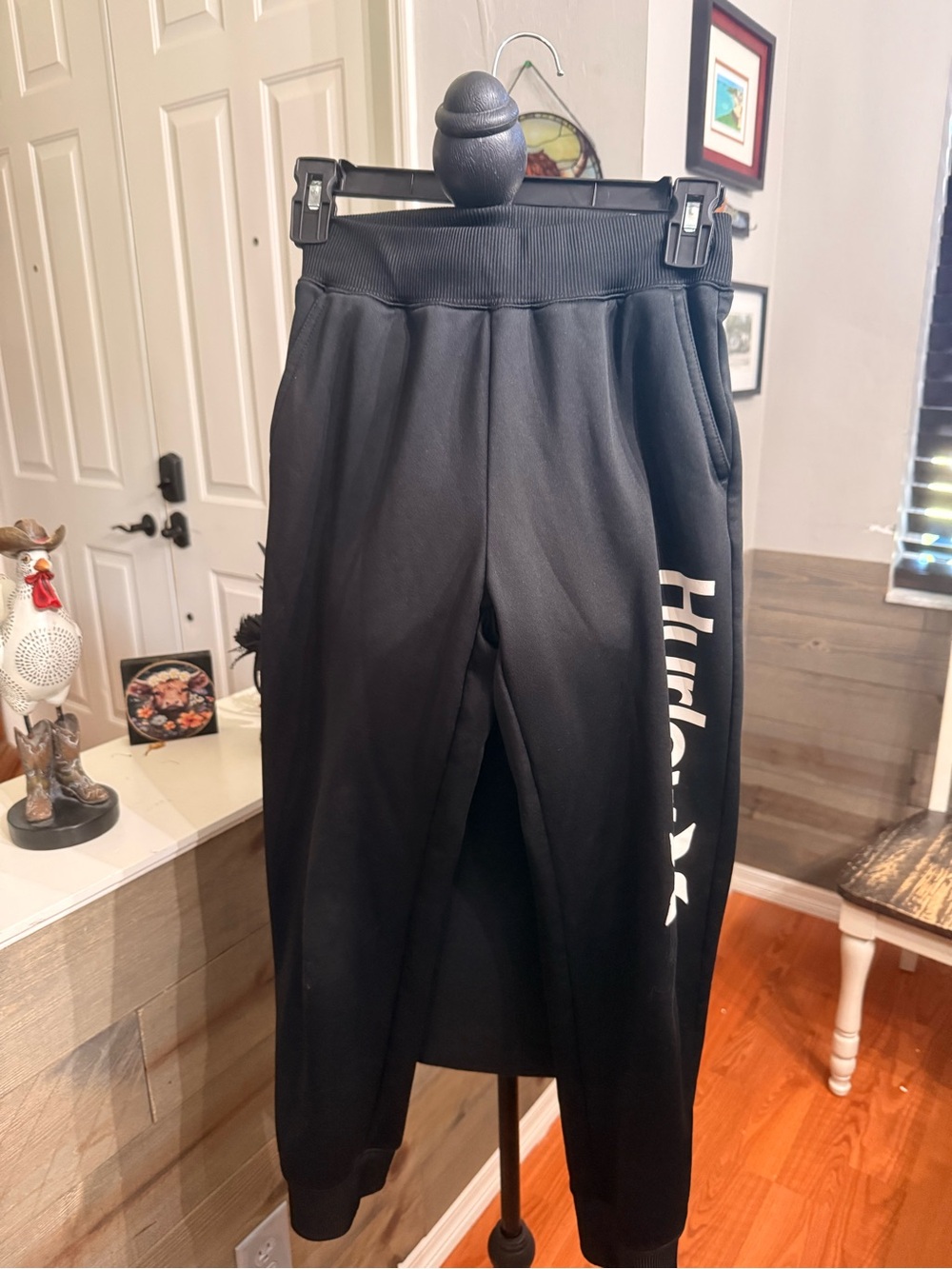 Hurley Black Jogger Pants with White Side Script